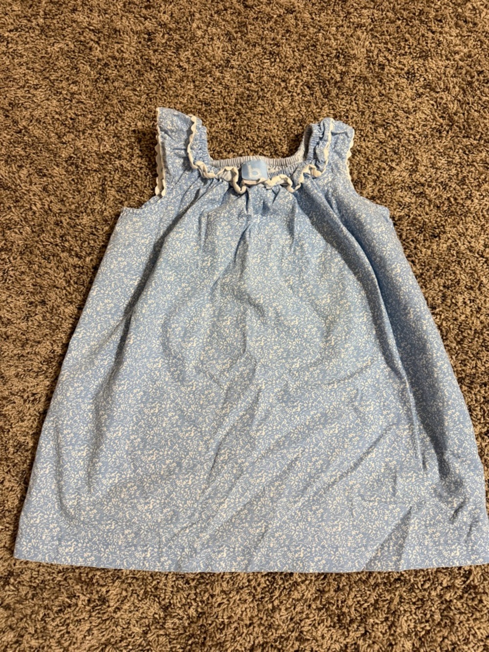 Girls' Blue Floral Ruffle Tank Top - Lightweight Summer Shirt